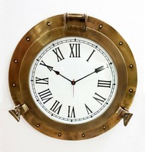 Antique Marine Brass Ship Porthole Clock 59.6 cm Nautical Wall Clock Home Decor - £187.97 GBP