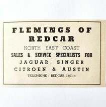 1954 Flemings Of Redcar Jaguar Dealer Advertisement Import Automobilia E... - $19.99
