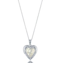 Sterling Silver Mother of Pearl Center Heart Locket W/chain - £97.96 GBP