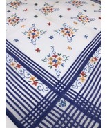 Vtg 1940s Handkerchief Hanky Charming Blue Stripe Tiny Floral Buds Red Y... - $283.01 MXN
