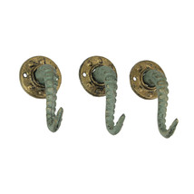 Zeckos Set of 3 Verdigris Bronze Cast Iron Octopus Tentacle Wall Hook Decor - £35.68 GBP