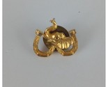 Vintage Gold Tone Elephant With Horseshoes Lapel Hat Pin - $12.13