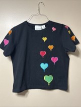 Womens Size Medium Michael Simon Light Valentine Heart Top Short Sleeve ... - $46.71