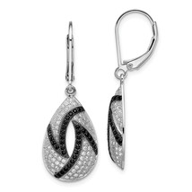 Brilliant Embers Silver  198 Micro Pav Black and White CZ Teardrop Lever... - $1,003.12 MXN
