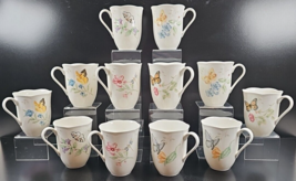 12 Pc Lenox Butterfly Meadow Mugs Mix Set Flowers Botanic Monarch Coffee Cup Lot - £104.09 GBP