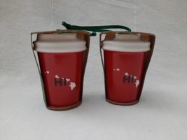 New Pair of Starbucks Christmas Ornaments ~ Hawaii ~ Ceramic Red Cup NIP - £22.72 GBP