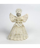 White Crochet Angel Tree-Topper Handcrafted Vintage 10&quot; - $461.34 MXN