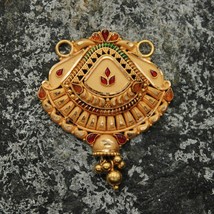 22k yellow gold amulet Vintage antique design handmade pendant jewelry - £675.06 GBP