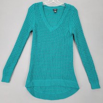 rue21 Women Sweater Size M Blue Preppy Teal Loose Knit Scoop Neck Long S... - £9.88 GBP