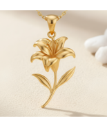 Lily Flower Pendant Necklace | 925 Sterling Silver Jewelry | Botanical F... - $44.21