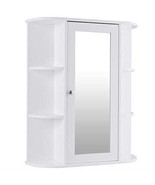 White Bathroom Wall Mounted Medicine Cabinet with Storage Shelves - $175.44