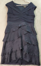 Adrianna Papell Sheath Dress Womens Petite 12P Navy Polyester Ruffle Back Zipper - £28.88 GBP