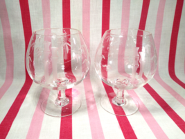 Beautiful Mid Century Sasaki Noritake Crystal 2pc Bamboo Etched Brandy Snifters - £22.50 GBP