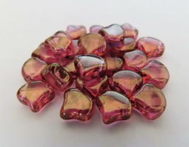 20 7.5 x 7.5 mm Czech Glass Matubo Ginkgo Leaf Beads: Luster - Pink - £1.08 GBP