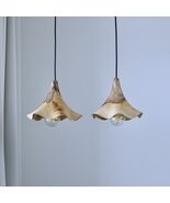 Set of 2 Minimalist Wooden Pendant Light: Handmade Scandinavian Lampshade - $250.00