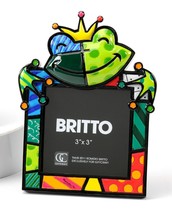 Romero Britto Frog Picture Frame Holds 3 x 3 Photo Rare Retired Collectible New
