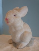 Vintage Coin Bank Flocked Standing Bunny Rabbit Easter  Fuzzy Felted - £14.38 GBP