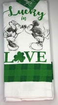 Disney Mickey Minnie Dish Towels Set of 2 Cotton Lucky In Love St Patrick&#39;s Day  - £19.06 GBP