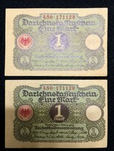 Authentic Germany 2 One Mark 1920 Bill - Uncirculated - Consecutive Numbers - $49.50