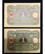 Authentic Germany 2 One Mark 1920 Bill - Uncirculated - Consecutive Numbers - $49.50
