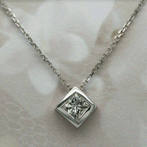 1 Carat Diamond Bezel Set Solitaire Pendant Necklaces 14K White Gold FN Silver - £79.91 GBP