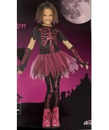 Glitter SKELETON Costume Girls 6-6X Pink Dress Tights Sleevelets Hairbow... - £15.55 GBP