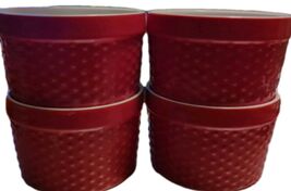 Home Essentials Red White Mini Ramekins Baking Dish Set of 4 8 oz  each - $15.76