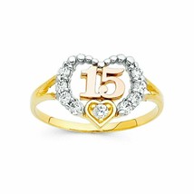 1/2Ct Künstlicher Diamant 15Years Anos Quinceanera Herz Ring Vergoldet Silber - £53.23 GBP