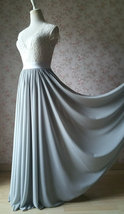 Silver Gray Chiffon Maxi Skirt Bridesmaid Plus Size Floor Length Chiffon Skirt image 3