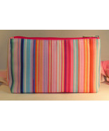 New Clinique Makeup Cosmetic Bag Case Purse Pink Stripes Pink Satin Trav... - £8.29 GBP