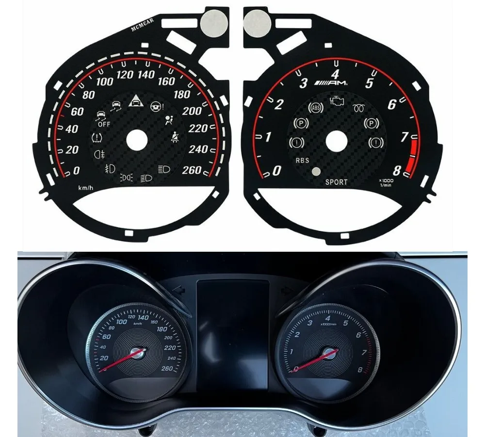 Instrument Cluster Speedo Dials Overlay For Mercedes W205 C-Cl C63 C200L GLC260  - £97.87 GBP