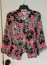 Womens M Laura Ashley Multicolor Floral Print 100% Silk Overshirt Blazer... - $18.81