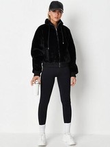 Missguided Hoch Recycled Pelz Bomber Schwarz UK 8 (ccc330) - £19.50 GBP