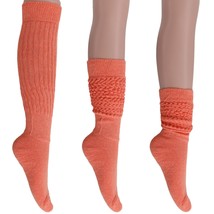 AWS/American Made Cotton Slouch Boot Socks Shoe Size 5 to 10 (Peach 3 Pair) - £13.85 GBP
