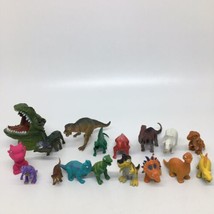 Lot of 17 Dinosaur Toy Figures - Plastic &amp; Rubber 1 1/2&quot; to 4&quot; tall - £13.29 GBP