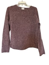 Columbia Womens Popcorn Knit Boat Neck Top Sweater Purple Ivory Long Sleeve Sz M - £17.97 GBP