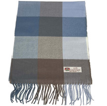 100% Cashmere Scarf Made In England Plaid Blues / Tan Soft Wool #1008 Fo... - £15.75 GBP