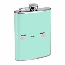 Cute Green Smile Hip Flask Stainless Steel 8 Oz Silver Drinking Whiskey ... - £7.47 GBP