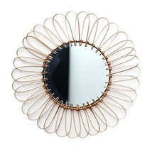 13.8&quot; Bamboo Wall Mirror with Wicker Rattan Design for Living Room or Bedroom - £31.40 GBP