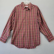 Geoffrey Beene Men Shirt Size L Brown Preppy Plaid Classic Long Sleeve B... - £8.53 GBP