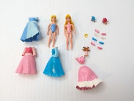 Disney Princess Polly Pocket Lot Aurora &amp; Cinderella + Dresses Shoes Acc... - $28.71