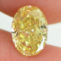Loose Oval Shaped Diamond Natural Fancy Intense Yellow SI1 Enhanced 1.01 Carat - £911.09 GBP