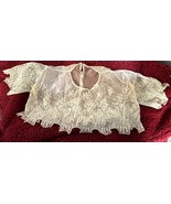 Antique Ecru Lace Bridal Shrug W/ Tulle Floral Embroidery - $1,027.05 MXN