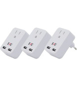 3 Pcs European Travel Plug Adapter Type C converter Dual USB for US to E... - £15.68 GBP