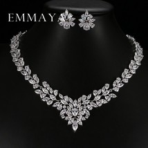 Emmaya New Top White Gold Plate Flower AAA Cubic Zircon Pendant/Earrings for Wom - £45.45 GBP