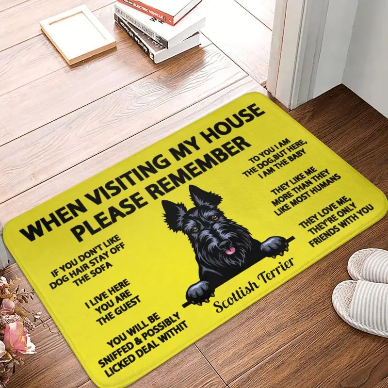 Peeking Dog Scottish Terrier Doormat Anti-Slip Mat Floor Door Carpet Rug - $15.99