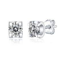 1.00Ct Four Claw U Prong Round Cut Moissanite Solitaire 925 Silver Stud Earrings - £48.17 GBP+