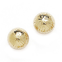 14k Solid Yellow Gold Diamond-Cut Ball Stud Push Back Earrings Multiple Sizes  - £39.28 GBP