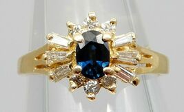 BEAUTIFUL Solid 14k Yellow Gold / Sapphire / Diamonds Ladies Ring Size 5.5 - €593,39 EUR