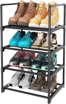 Black Yahao 4 Tiers Shoe Rack, Narrow Shoes Rack, Small Metal, And Living Room - £25.74 GBP
